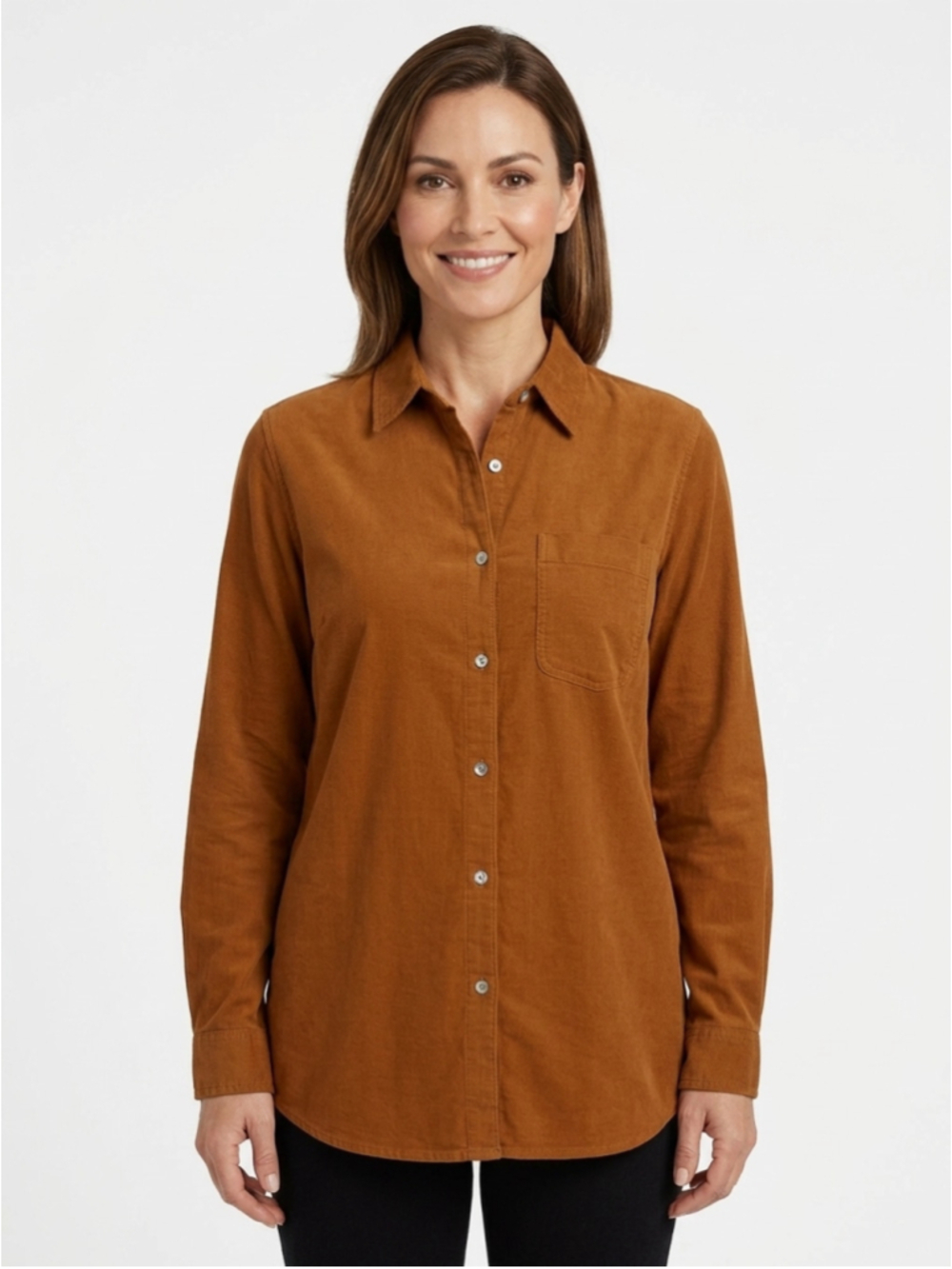 Emma James Terracotta Rust Brown Linen Blend Button Up Shirt Blouse Pocket XL